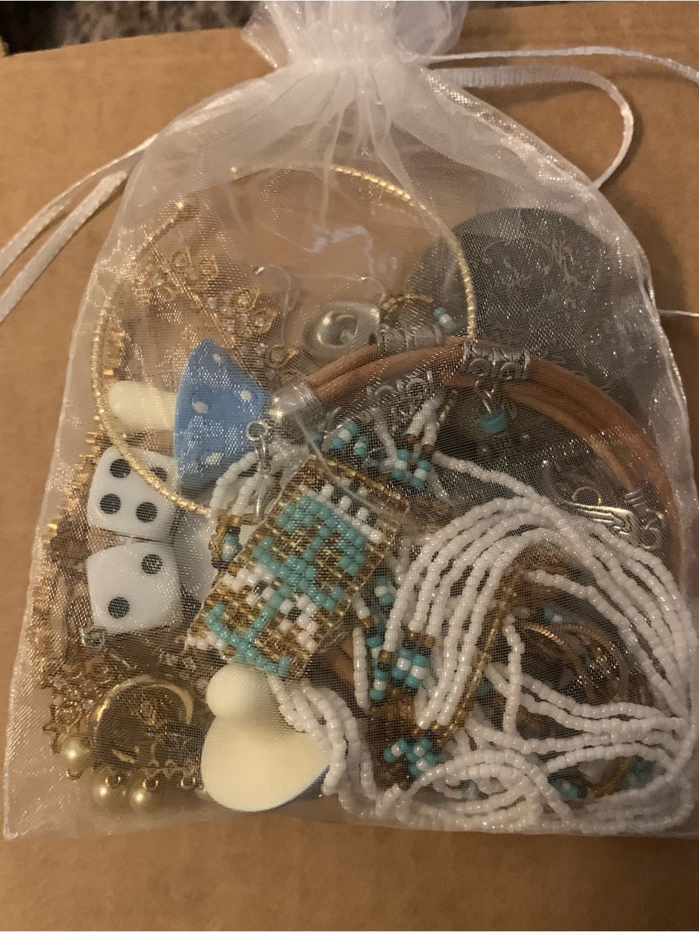 boho Beaded & Charm Jewelry Mix - White, Turquoise, Gold